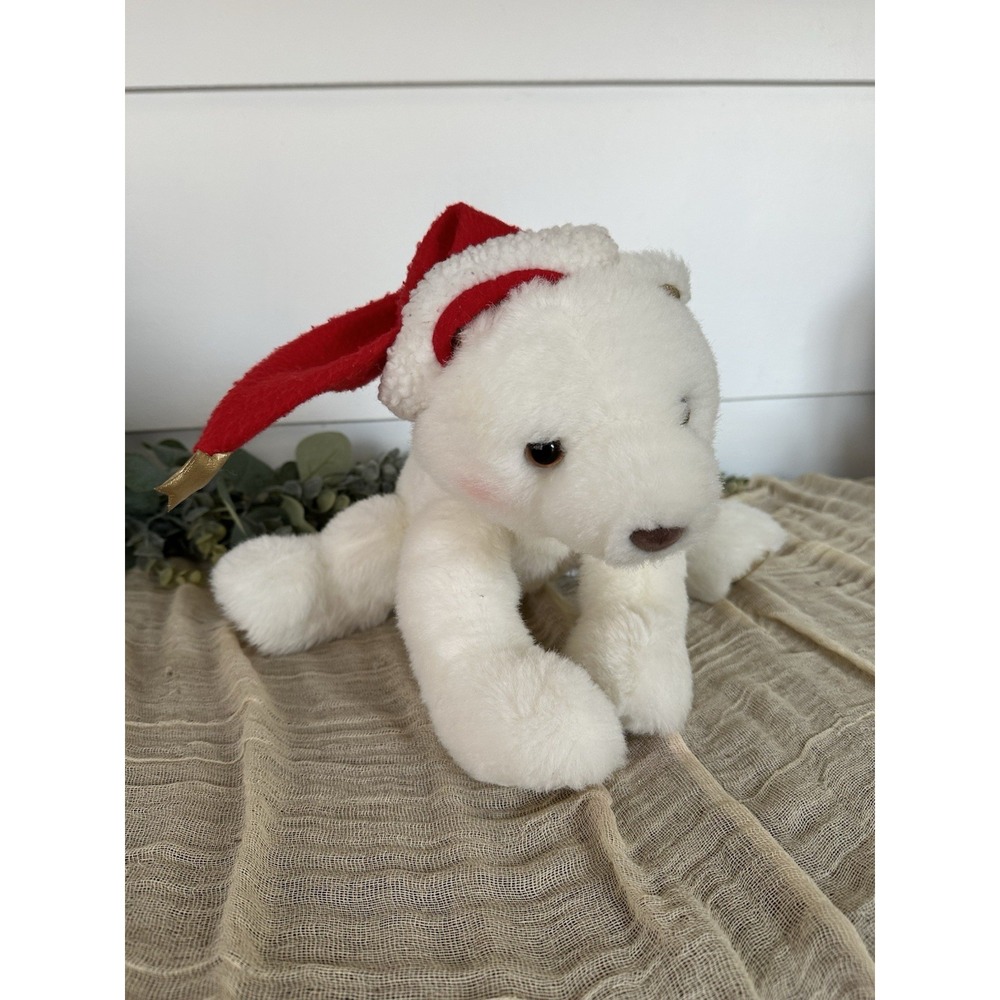 Hallmark Snowball Polar Bear Plush 2000 10" Santa Hat Stuffed toy Christmas